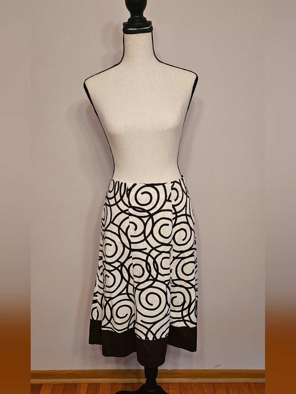 Lane Bryant A-Line Whimsical Brown & White Skirt